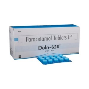 Dolo 650 Paracetamol Tablets IP strip of 15 tablets